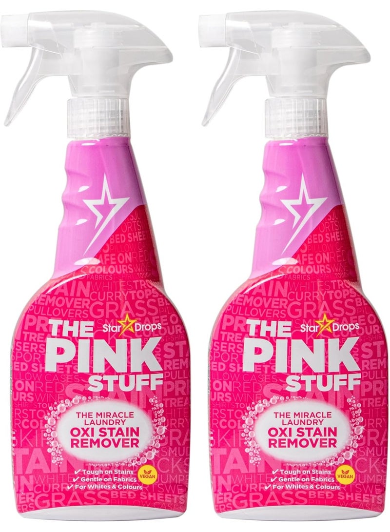 ستاردروبس ذا بينك ستاف مزيل البقع المعجزة للغسيل بخاخ عبوتين – منظف قوي قبل الغسيل للملابس البيضاء والملونة، 33.81 أوقية سائلة لكل عبوة - Image 1