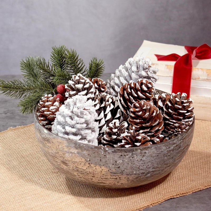 ANDALUCA Decorative Pinecone Vase & Bowl Fillers (Frosted Pine) - Image 4