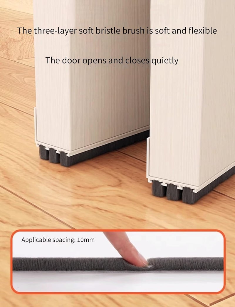 35inch Door Sweep For Bottom Of Door, Door Draft Stopper With Brush Self-Adhesive Door Draft Excluder Strip Brush, Integrated Design(White,1 PACK) (GREY) - Image 5