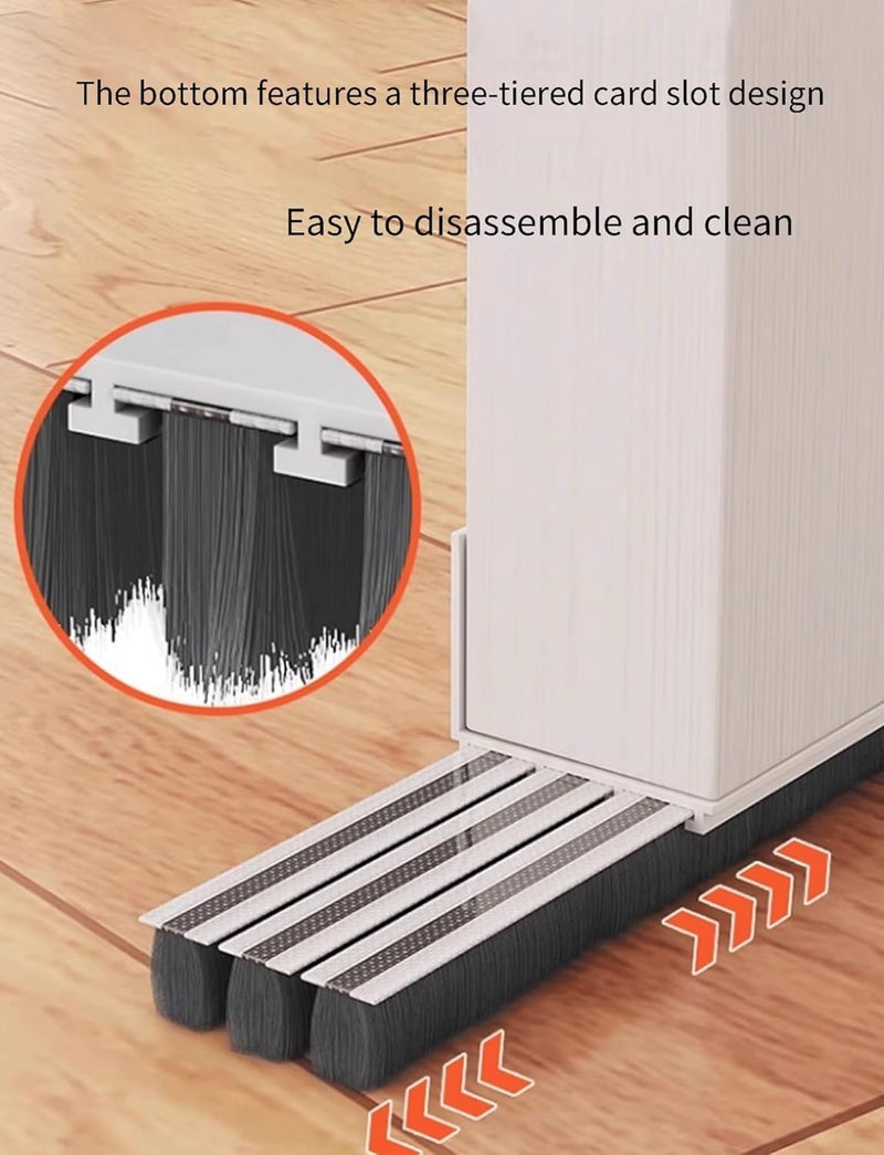 35inch Door Sweep For Bottom Of Door, Door Draft Stopper With Brush Self-Adhesive Door Draft Excluder Strip Brush, Integrated Design(White,1 PACK) (GREY) - Image 3
