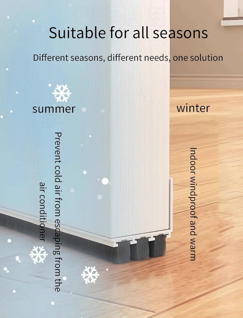 35inch Door Sweep For Bottom Of Door, Door Draft Stopper With Brush Self-Adhesive Door Draft Excluder Strip Brush, Integrated Design(White,1 PACK) (GREY) - Image 4
