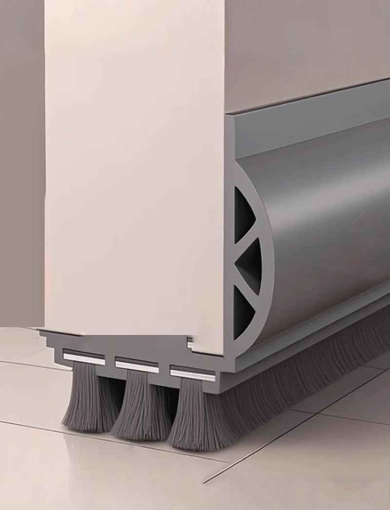 35inch Door Sweep For Bottom Of Door, Door Draft Stopper With Brush Self-Adhesive Door Draft Excluder Strip Brush, Integrated Design(White,1 PACK) (GREY) - Image 1