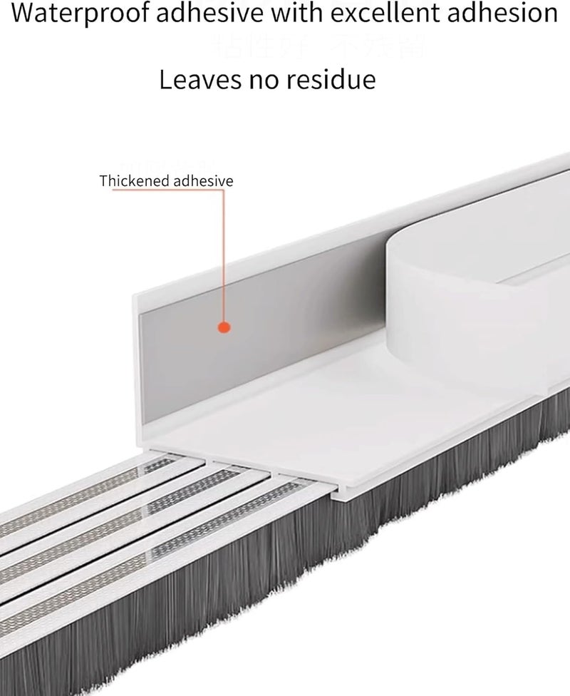 35inch Door Sweep For Bottom Of Door, Door Draft Stopper With Brush Self-Adhesive Door Draft Excluder Strip Brush, Integrated Design(White,1 PACK) (GREY) - Image 2