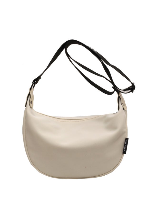 Lazy Style Crescent Bag Women's Niche Simple Messenger Bag Dumpling Bag Sports Casual Style Shoulder Bag Large Capacity Women's Bag-Color:White Small [shoulder With Letters]] - Image 1