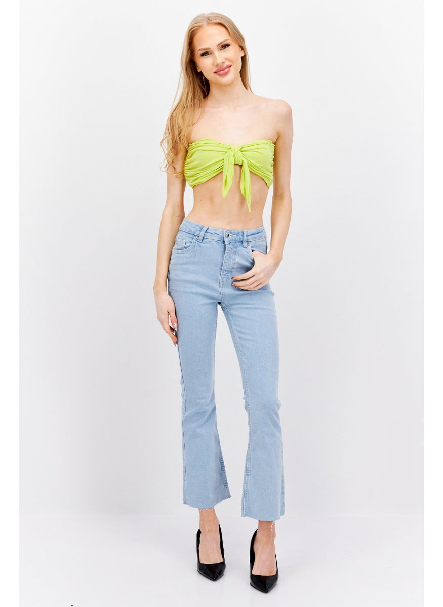 Etam Women Sweetheart Neckline Strapless Solid Tube, Yellow Green  - Image 4