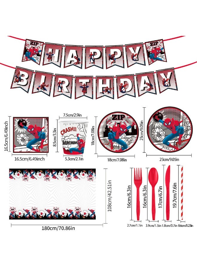 Spider-Man Party Decorations for 10 Guests, 92pcs Spider-Man Party Disposable Tableware For Kids - Image 3