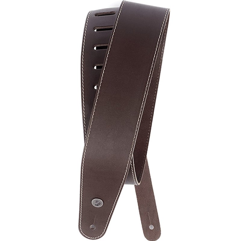 DADDARIO 25LS01-DX DELUXE LEATHER GUITAR STRAP - BROWN WITH STITCH - Image 1