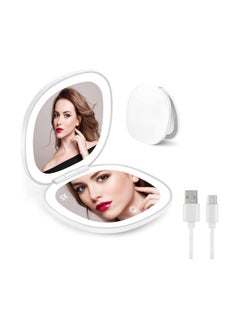 Y&D Makeup Mirror with Light, Travel 2-Sided Rechargeable, 3 Colors Brightness Dimmable, 1X/5X Magnification Lighted Pocket Mirror, Portable Folding for Travel, Office  - Image 1