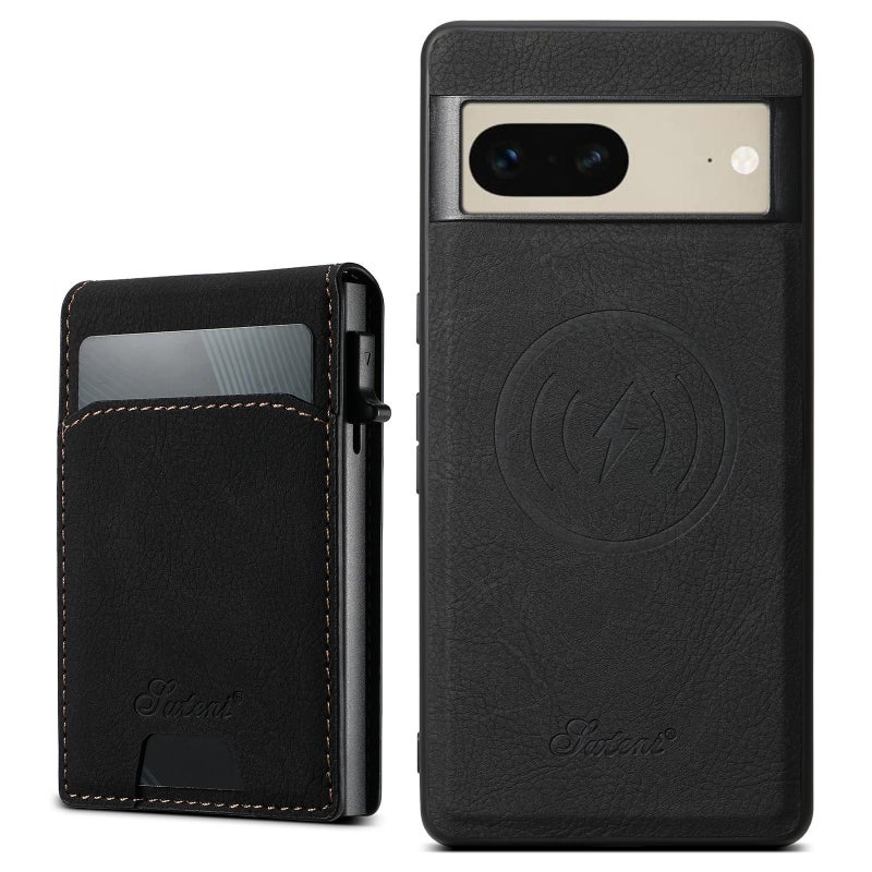 Suteni For Google Pixel 7 H19 Litchi Grain 2-In-1 Removable Card Box Back Phone Case(Black) - Image 1