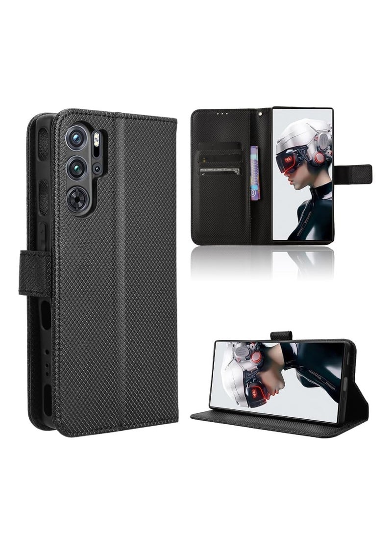 Aookay Compatible with ZTE Nubia Red Magic 9S Pro/9S Pro+/9 Pro/9 Pro+ Leather Wallet Case, PU Leather Flip Cover with Card Slots, Shock and Scratch Resistant Case (Black）  - Image 2