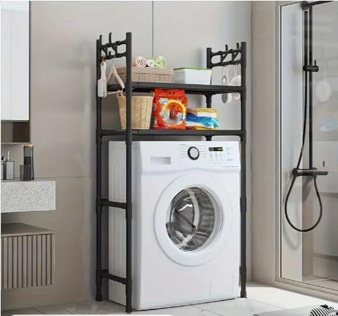Jolfay Jolfay Over The Toilet Storage Bathroom Shelves Over Toilet 3Tier Toilet Shelf with and Toilet Paper Holder Freestanding Bathroom Stand Over Toilet SpaceSaving Black  - Image 1