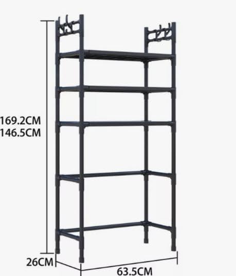 Jolfay Jolfay Over The Toilet Storage Bathroom Shelves Over Toilet 3Tier Toilet Shelf with and Toilet Paper Holder Freestanding Bathroom Stand Over Toilet SpaceSaving Black  - Image 2