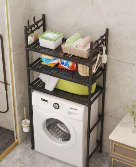 Jolfay Jolfay Over The Toilet Storage Bathroom Shelves Over Toilet 3Tier Toilet Shelf with and Toilet Paper Holder Freestanding Bathroom Stand Over Toilet SpaceSaving Black  - Image 3