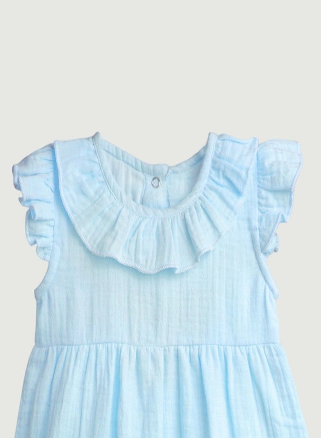 Kidbea® Baby Girls Midi/Knee Frocks | Birthday Gift | Summer Dress | New Cute Trendy Frock Made with 100% Linen Fabrics Blue & Pink (2-3 Years) - Image 4