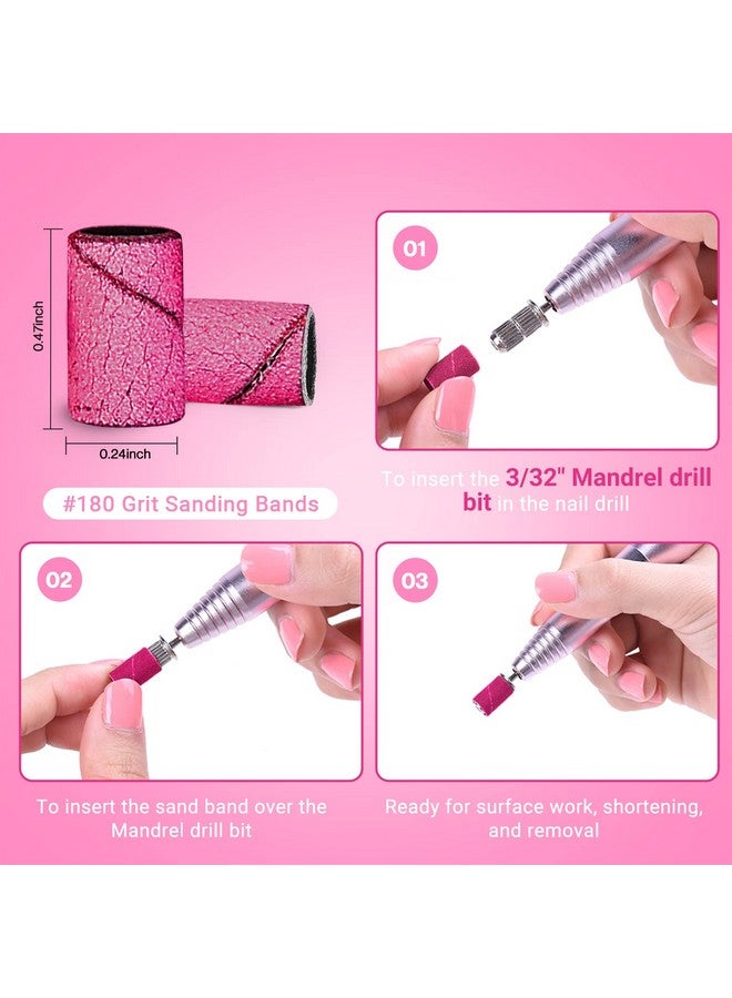 ميلودي سوزي ١٠٠ قطعة من رؤوس مثقاب الأظافر وأشرطة صنفرة لمثقاب الأظافر، مبرد أظافر بحبيبات دقيقة ١٨٠، أشرطة صنفرة للأظافر الأكريليكية، مانيكير وباديكير جل - Image 4