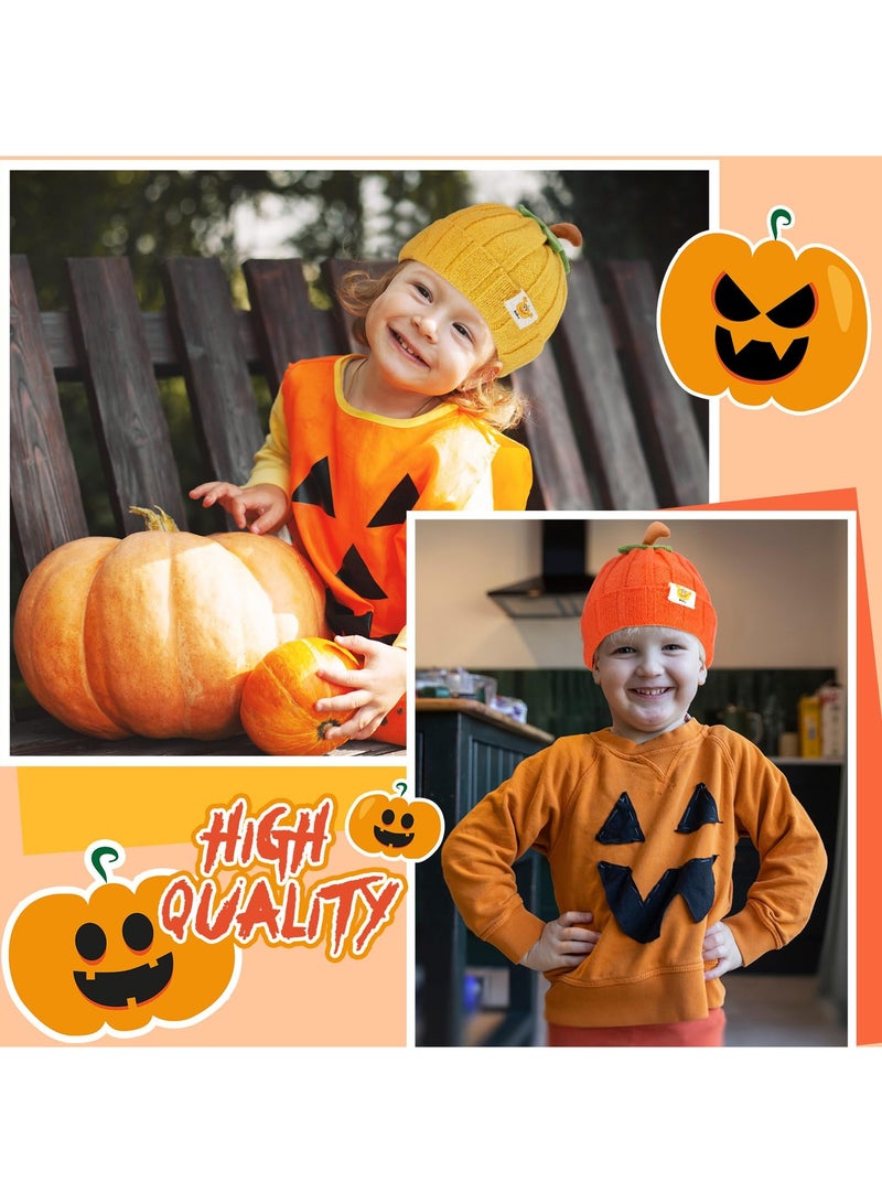 KASTWAVE 2 Pcs Baby Pumpkin Hat Infant Kids Pumpkin Beanie Winter Cute Knitted Hat Newborn Beanie Baby Winter Hat Soft Boys Girls Pumpkin Cap for Toddler Autumn Thanksgiving Orange, Yellow - Image 3