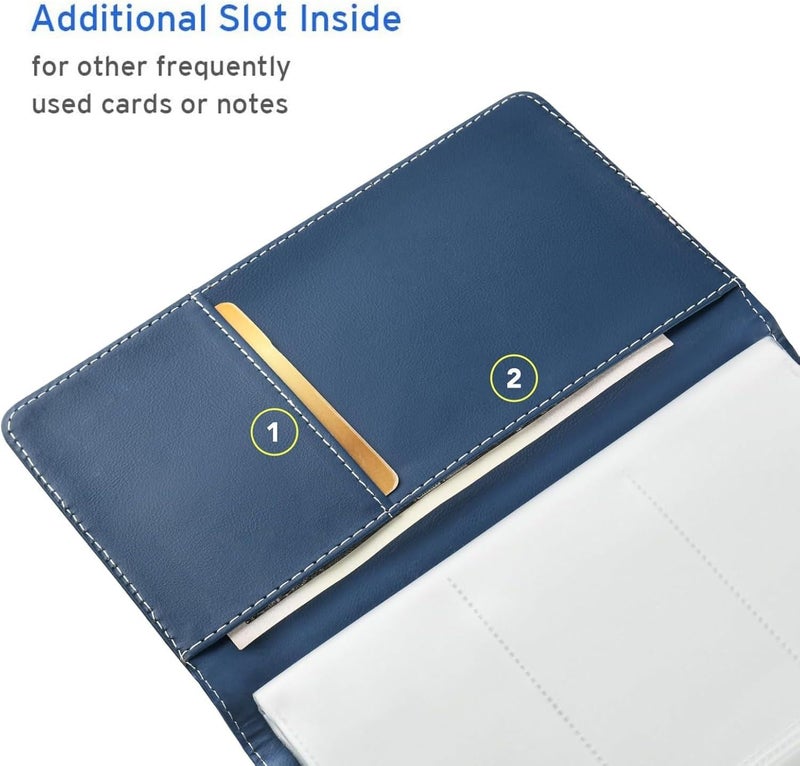 CareTick Business Card Holder Book, 240 Card Capacity, Soft PU Leather Name Card Organizer with 120 Pockets, Business and Credit Card Album for Office (Blue, Soft Leather) - Image 5