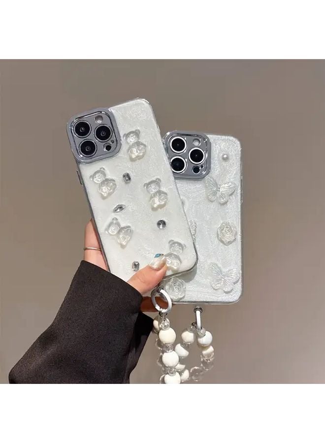 iPhone 15 Pro Case Rhinestone Bear Design Mixed Color 2 Anti Fall Protective Cover - Image 1