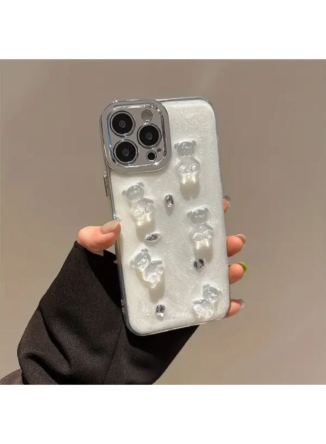 iPhone 15 Pro Case Rhinestone Bear Design Mixed Color 2 Anti Fall Protective Cover - Image 5