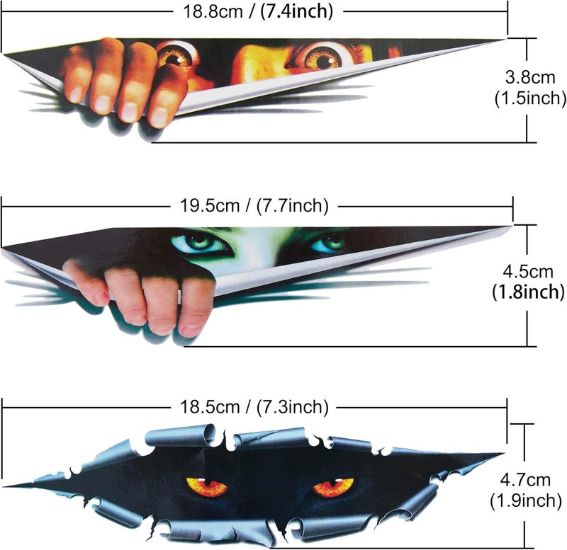 TOMALL 3pcs 3D Simulation Stereo Eyes Peeking Car Stickers Man Peeking Woman Peeking Stickers Leopard Eyes Peeking Sticker Self-Adhesive Waterproof Car Decals for Car Window Bumper Laptop Motorcycle - Image 2