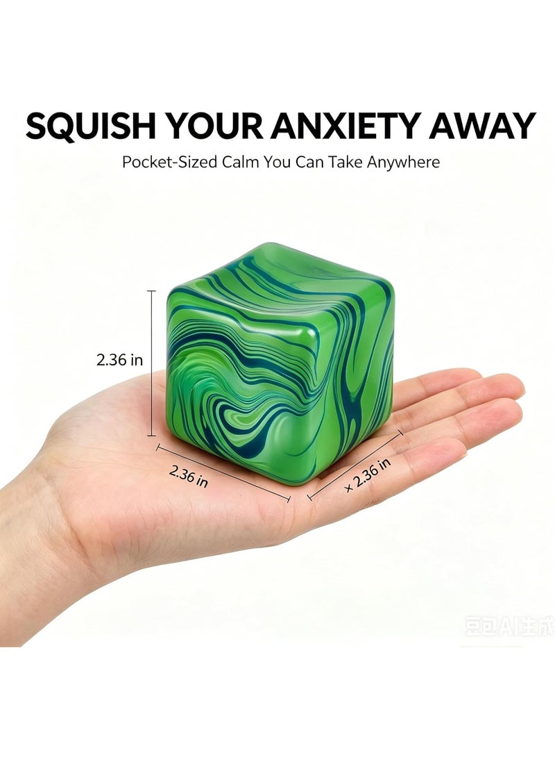 Nice Cube Sensory Squeeze Toy, High-Density Gel Filled Squishy Stress Relief Cube, Soft Durable Matte Texture Fidget Toy for Kids & Adults, Green, 1 Pack - Image 2