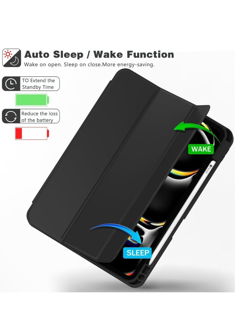 NEW 2024 iPad Pro 11" Case (M4, 5th Gen) - Smart Case with Pencil Holder, Touch ID Support, Auto Wake/Sleep Function (Black) - Image 4