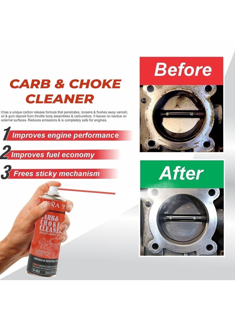 نورا منظف ​​المكربن ​​والخنق من نورا، 450 مل، N-403، منظف قوي للمكربنات والخنق والصمامات وأجسام الخانق - Image 2