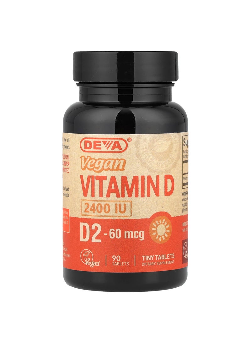 Deva Vegan Vitamin D2, 60 mcg (2,400 IU), 90 Tablets