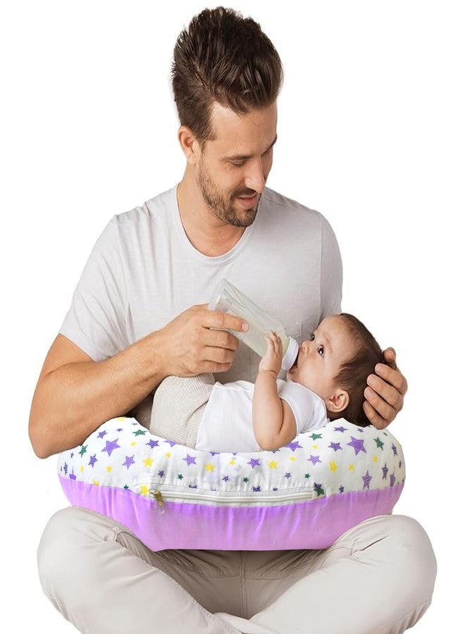 VParents وسادة الرضاعة من في بارنتس، وسادة رضاعة قطنية معبأة بتفريغ الهواء، وسادة تثبيت وضعية الرضاعة الطبيعية، الرضاعة بالزجاجة، دعم الطفل جوي (بنفسجي) 110499 - Image 4