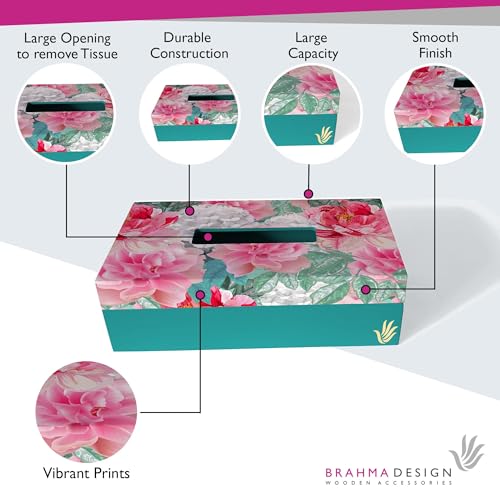 BRAHMA DESIGN Tissue Paper Holder | Red Chrsanthemums T | Wooden Tissue Paper Box & Tissue Holder | Tissue Box for Home | Car Tissue Holder | Refillable Tissue Box for Car | Size 9" x 5" x 2.75" - Image 3