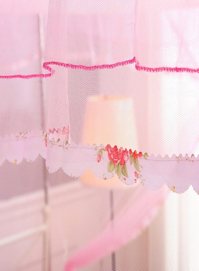 JQWUPUP Twin Canopy Bed Curtains - 4 Corner Canopy for Beds, Bed Canopy for Girls Adults, Bedroom Decor (Twin Size, Pink) - Image 5