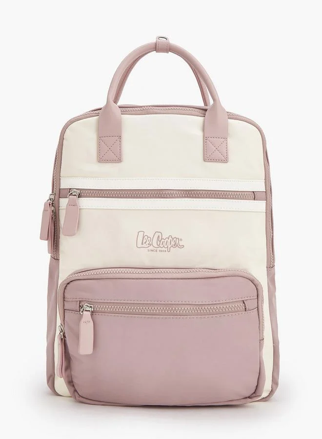 Lee Cooper PINK Colourblock Backpack With Pencil Pouch for Women | Best Price UAE
