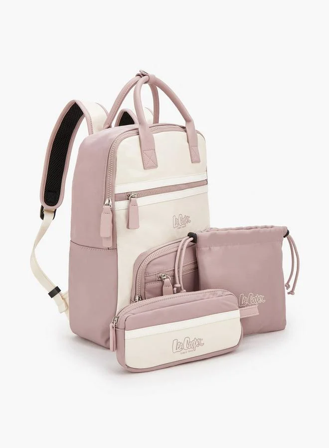 Lee Cooper PINK Colourblock Backpack With Pencil Pouch for Women | Best Price UAE