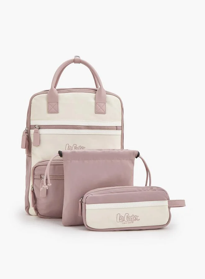 Colourblock Backpack With Pencil Pouch