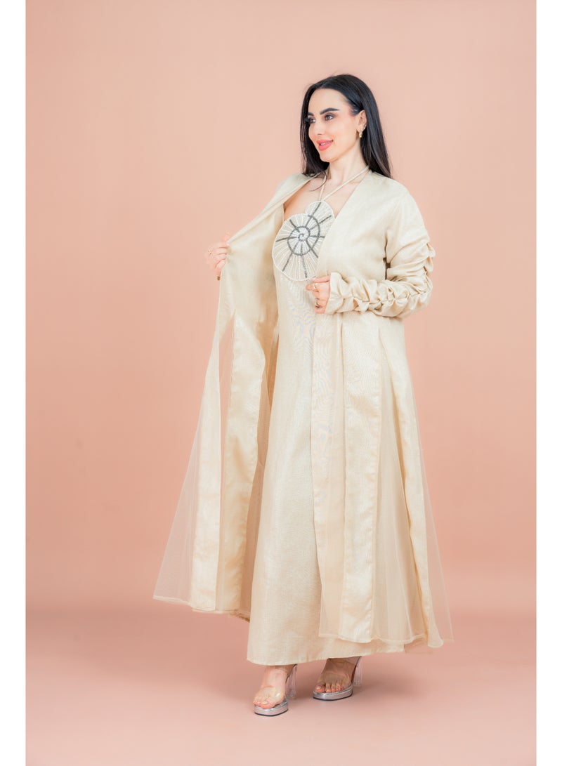 IKKXA Two Pieces Unique Modest Outfit IN9150 Beige - Image 3