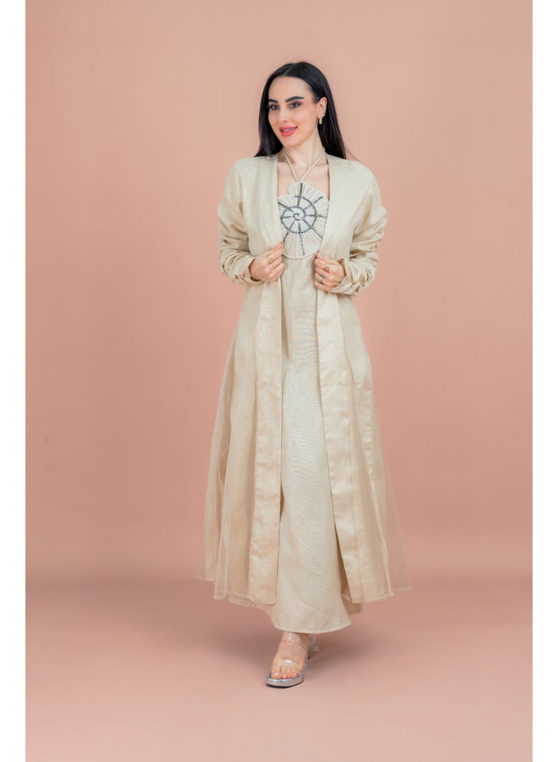 IKKXA Two Pieces Unique Modest Outfit IN9150 Beige - Image 1