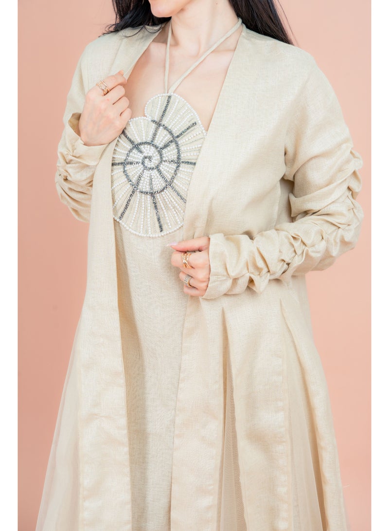 IKKXA Two Pieces Unique Modest Outfit IN9150 Beige - Image 2