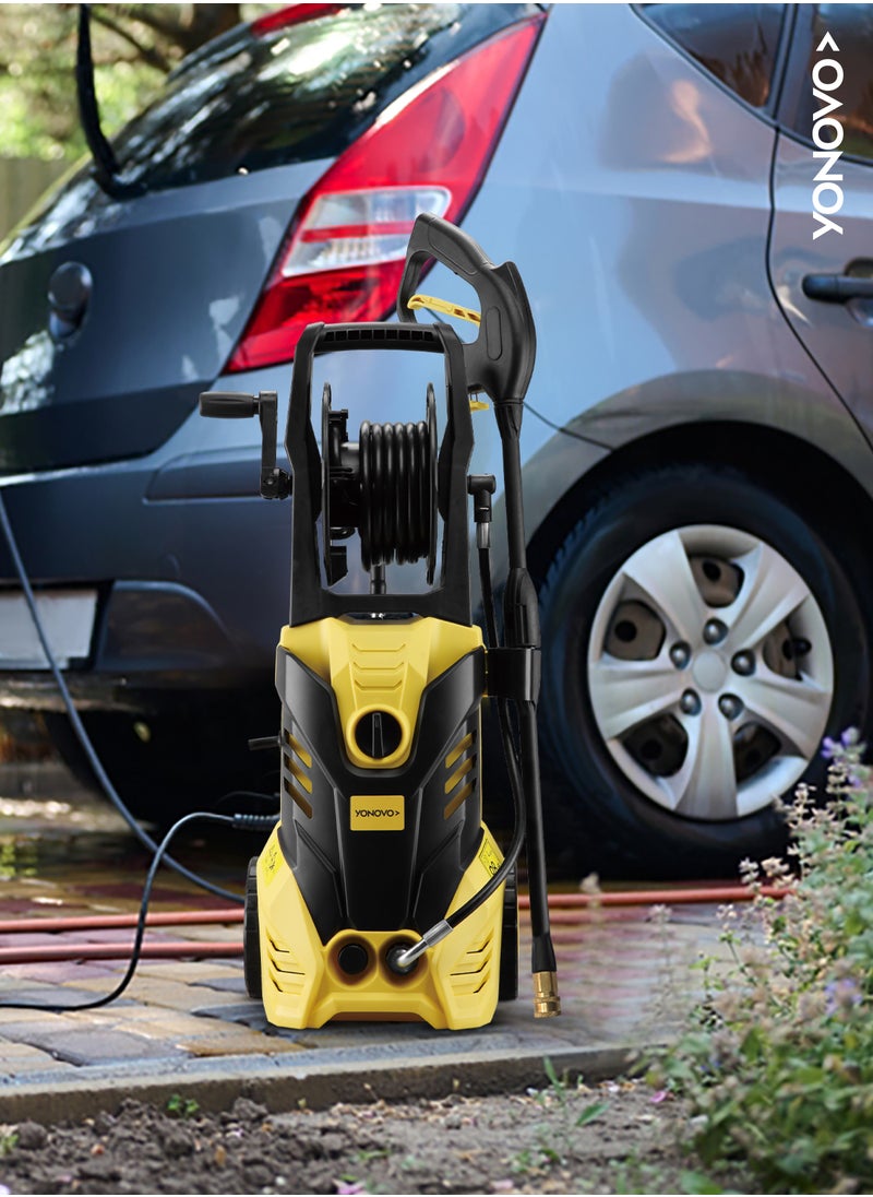 YONOVO Heavy Duty High Pressure Washer 2000W| Electric Pressure Washer for Car, Home,Garden| Cleaner with Tigger gun,Hose and Soap Dispenser,Nozzle cleaning needle-Black,Yellow  - Image 5