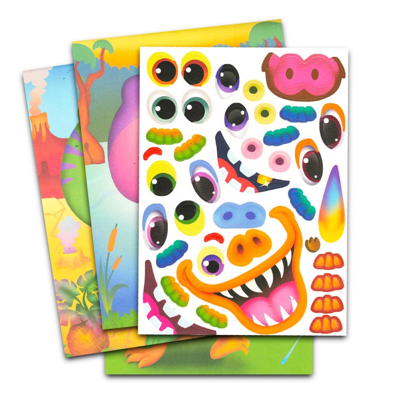 Bendon Make a Face Sticker Books for Kids - Bundle with 3 Sticker Face Books with 450+ Stickers Featuring Dinosaurs, Silly Pets, and Monsters - Image 2