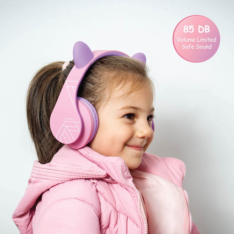 PowerLocus Kids Headphones Over-Ear, Bluetooth Wireless Headphones for Kids,with Microphone, Safe 85DB Volume Limited, Foldable with Carry Case, Audio Cable, Micro SD mode for Online Classes,PC,Phones - Image 5