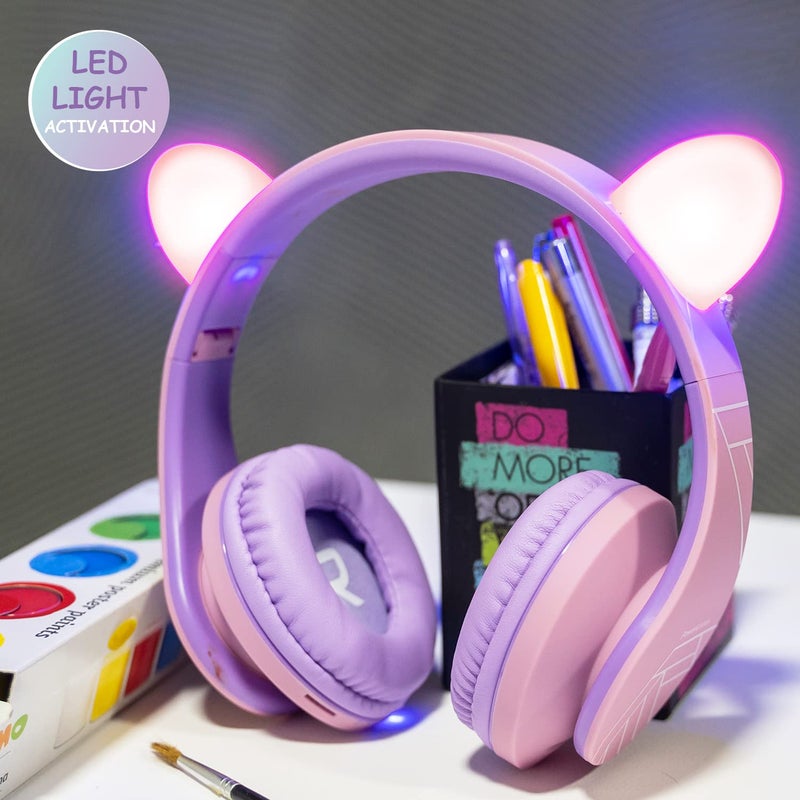 PowerLocus Kids Headphones Over-Ear, Bluetooth Wireless Headphones for Kids,with Microphone, Safe 85DB Volume Limited, Foldable with Carry Case, Audio Cable, Micro SD mode for Online Classes,PC,Phones - Image 2