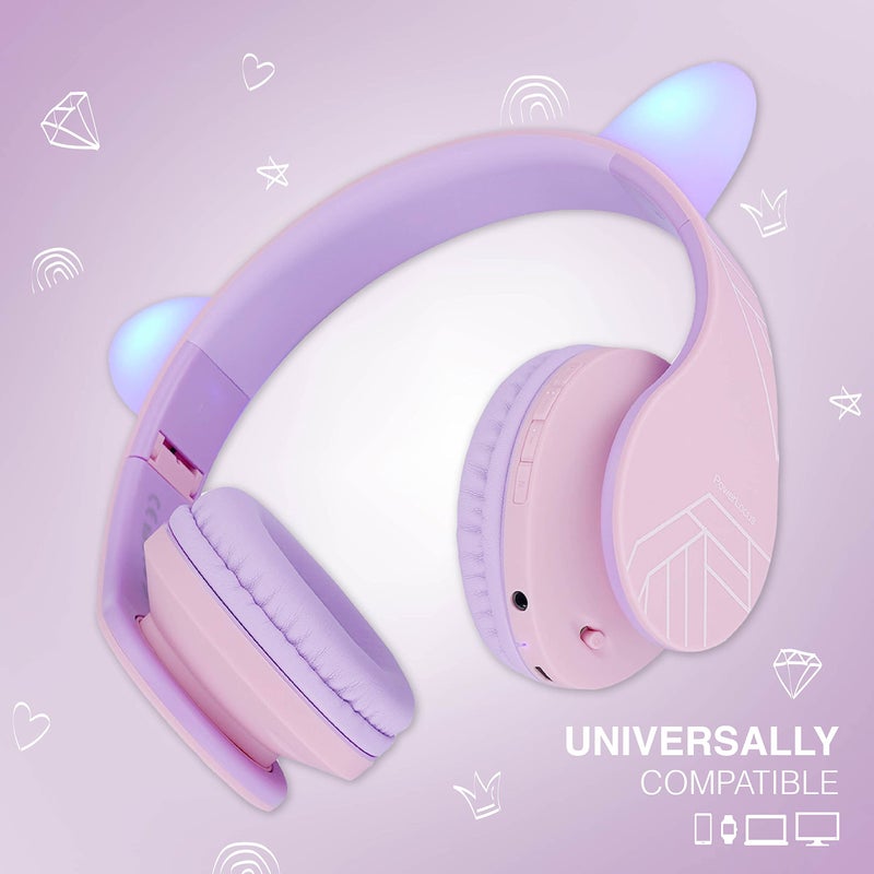 PowerLocus Kids Headphones Over-Ear, Bluetooth Wireless Headphones for Kids,with Microphone, Safe 85DB Volume Limited, Foldable with Carry Case, Audio Cable, Micro SD mode for Online Classes,PC,Phones - Image 4