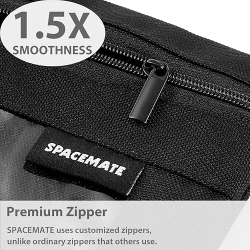 SPACEMATE 2 Pack Binder Pencil Pouch Case Box Bag for 3 Ring Binder School Supplies Girls Boys Kids, Clear Preppy Stuff Large Aesthetic Pen Organizer, Back to College Stationary, Coal Black - Image 4
