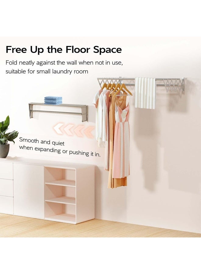 DUNISO Wall-Mounted Clothes Drying Rack, Stainless Steel Clothes Telescopic Folding Wall-Mounted Clothes Rack, Foldable Towel Rack, Suitable For Bathroom And Laundry Room - Image 5