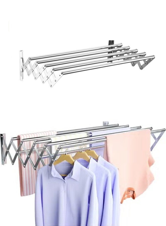 DUNISO Wall-Mounted Clothes Drying Rack, Stainless Steel Clothes Telescopic Folding Wall-Mounted Clothes Rack, Foldable Towel Rack, Suitable For Bathroom And Laundry Room - Image 1