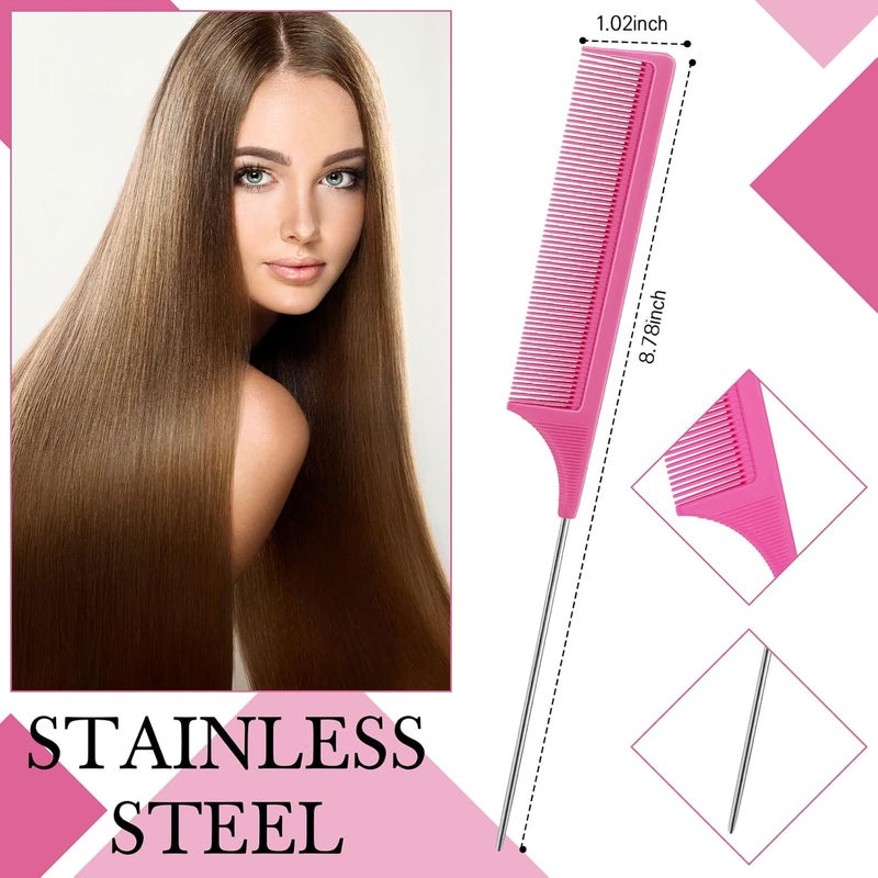 Geiserailie 3 Pcs Slick Back Hair Brush Set Bristle Brush Edge Control Teasing Comb for Women Black Hair(Rose Red) - Image 5