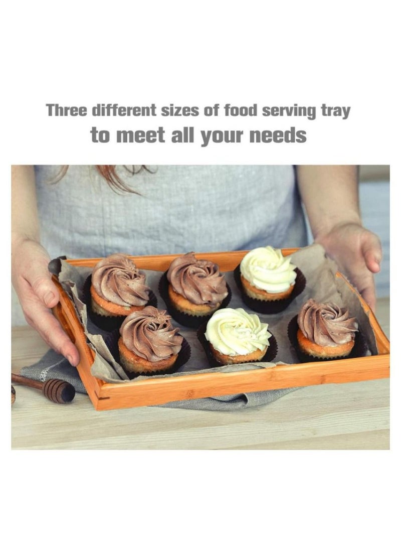 Alissa - 3 Pack Serving Tray Large Bamboo Serving Tray with Handles Wood Serving Tray Set for Coffee Food breakfast Dinner - Image 1