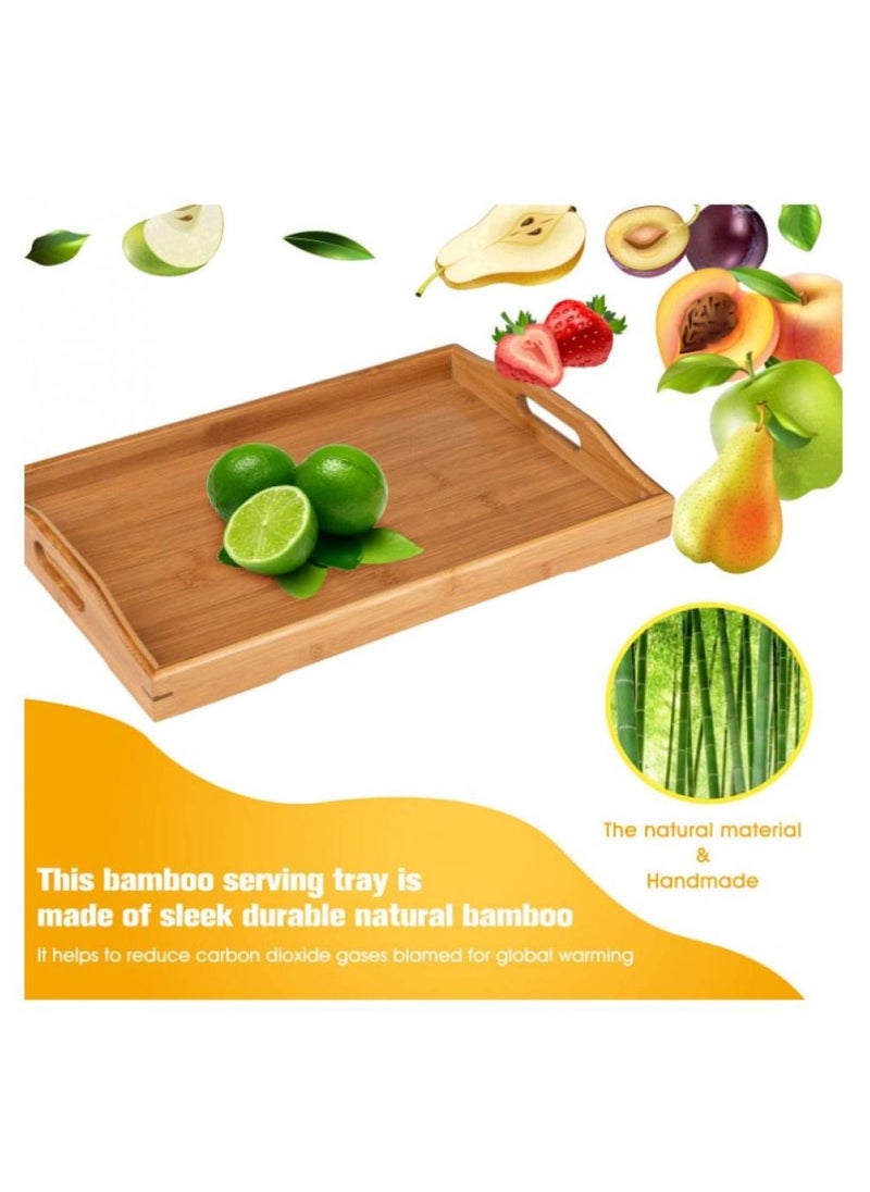 Alissa - 3 Pack Serving Tray Large Bamboo Serving Tray with Handles Wood Serving Tray Set for Coffee Food breakfast Dinner - Image 1