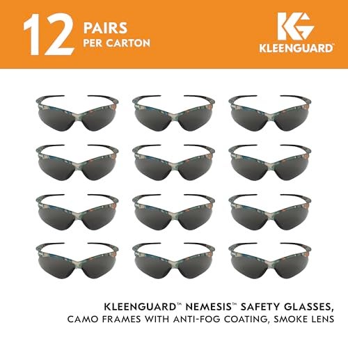 KleenGuard V30 Nemesis Safety Glasses (22609), Smoke Anti-Fog Lens, Camo Frame, 12 Pairs / Case - Image 2
