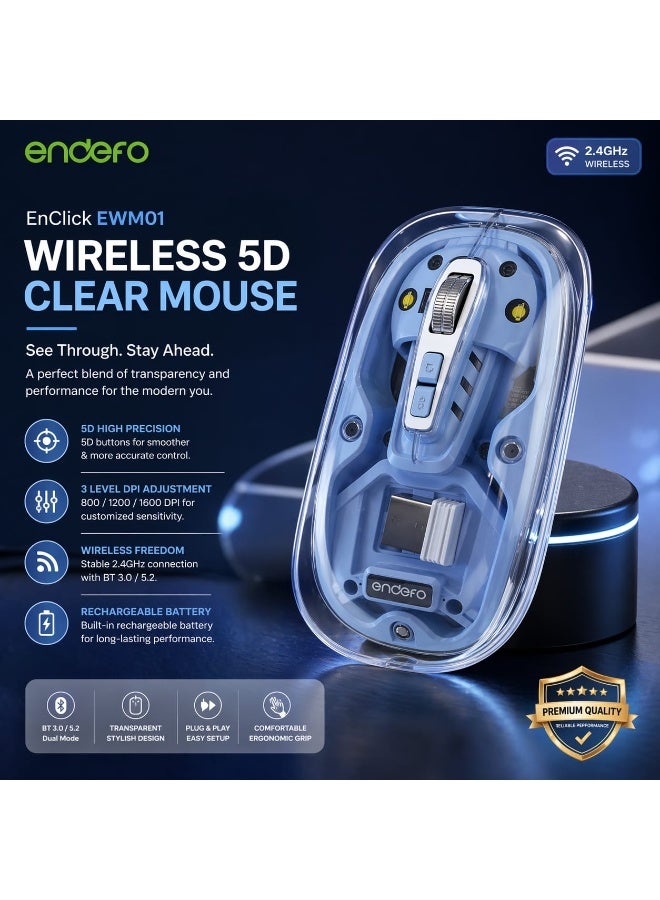 Endefo EnClick EWM01 Wireless 5D Clear Mouse Rechargeable - Image 2